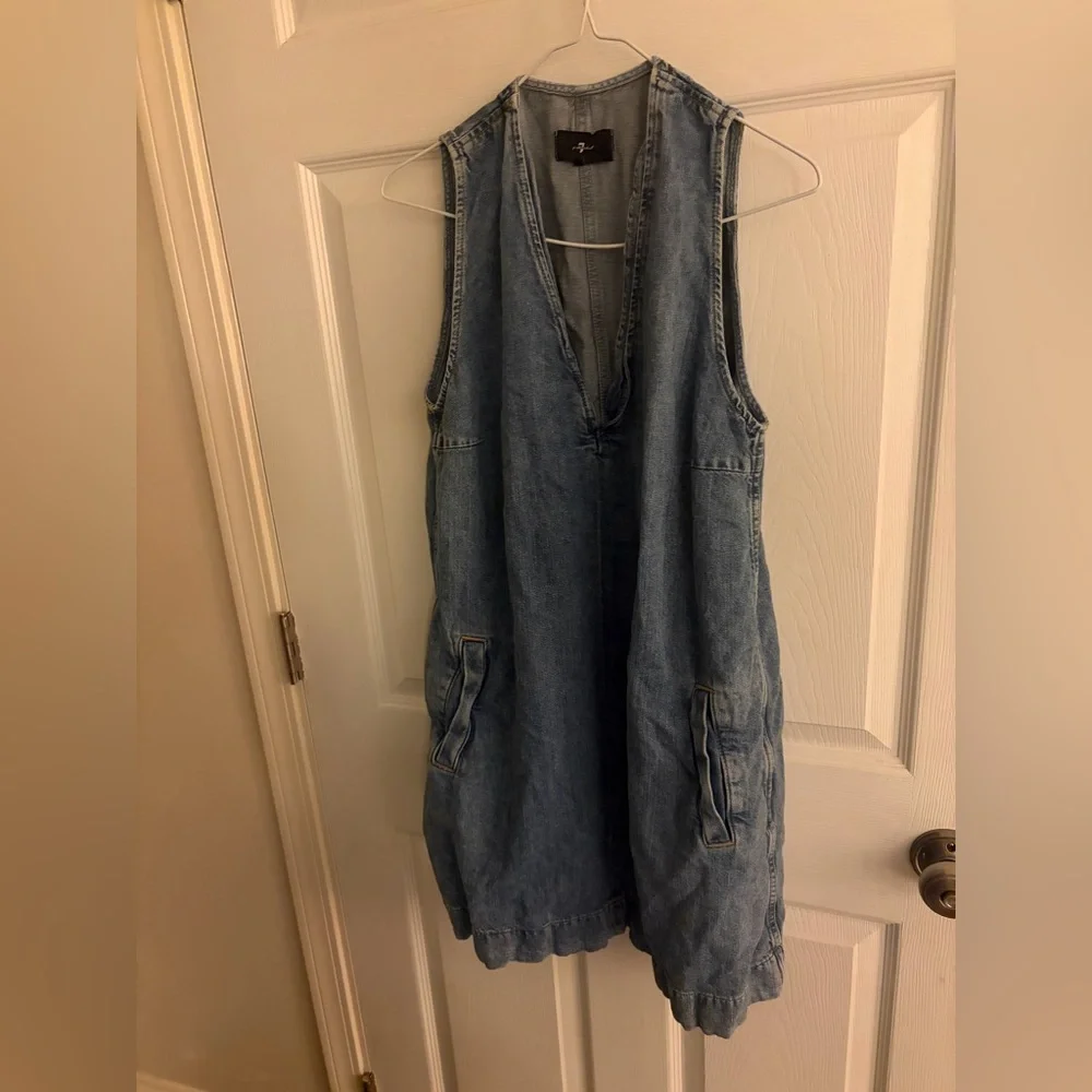 7 for all mankind denim sleeveless Dress - Picture 7 of 8